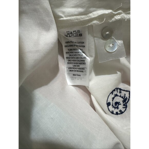 Calypso White with Blue Embroidered Seashells Button Down Blouse Size Small NWT - Picture 5 of 5
